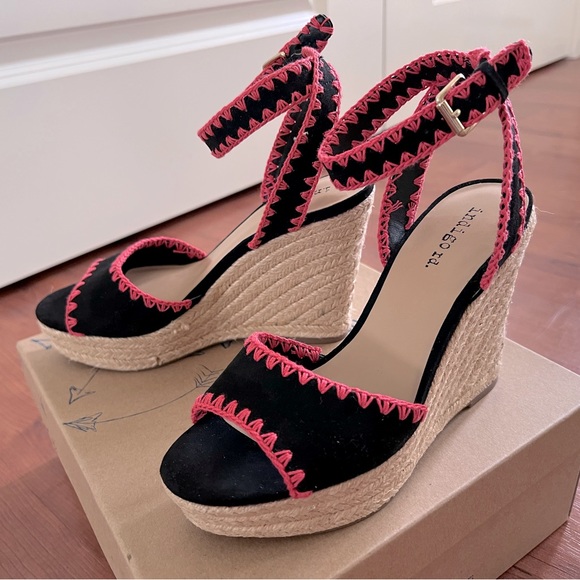 CC ESPADRILLES PLATFORM IN LIGHT PINK MIX BLACK FABRIC